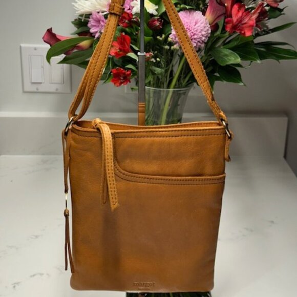 Margot New York Split Pocket Leather Crossbody in Cognac EUC - Picture 2 of 15